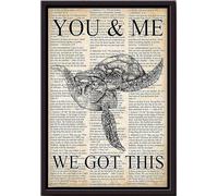 YAASIMOULE Póster de pareja Tú y yo, tenemos esta tortuga enmarcado en lienzo mate