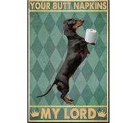 YAASIMOULE Póster de perro salchicha, servilletas Tu trasero, mi señor, decoración de baño, arte de pared para amantes, impresiones en lienzo enmarcadas