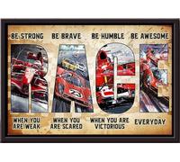 YAASIMOULE Póster de pista impresionante con marco de lienzo mate y texto Sé fuerte, valiente y humilde