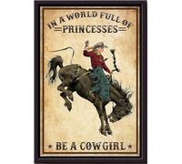 YAASIMOULE Póster de princesa vaquera con caballo corriendo, arte de pared, regalo para amantes, jinete a caballo, impresiones en lienzo mate enmarcadas.