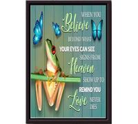 YAASIMOULE Póster de rana enmarcado en lienzo mate cuando crees más allá de lo que tus ojos pueden ver, aparecen señales del cielo que te recuerdan que el amor nunca muere.