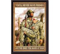 YAASIMOULE Póster de soldado enmarcado en lienzo mate Nunca tendrás amigos como los que hiciste en la guerra