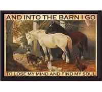 YAASIMOULE Póster de vaquera en el granero, Lose My Mind, arte de pared con animales, regalo para amantes de los caballos, jinete, vaquero, decoración de granja, impresiones en lienzo mate enmarcadas