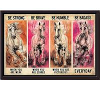 YAASIMOULE Póster de vaquera, fuerte, valiente y humilde, con diseño de caballo, arte de pared, regalo para amantes, jinetes, decoración del hogar, impresiones en lienzo mate con marco de granja