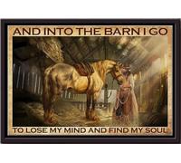 YAASIMOULE Póster de vaquera y voy al granero, arte de pared con animales, regalo para amantes de los caballos, jinete, decoración del hogar, impresiones en lienzo mate con marco de granja