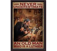 YAASIMOULE Póster de violín Nunca subestimes a un anciano que es luthier (enmarcado en lienzo mate)