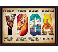 YAASIMOULE Póster de yoga impresionante enmarcado en lienzo mate Sé fuerte, valiente y humilde