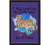 YAASIMOULE Póster divertido con texto En mi cabeza te he abofeteado 3 veces, decoración de pared, regalo para amantes de los guepardos, animales, leopardo, impresiones en lienzo mate enmarcadas.