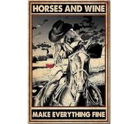 YAASIMOULE Póster El caballo y el vino lo hacen todo, arte de pared de animales, regalo para amantes, jinete, vaquero, decoración de granja, lienzo, galería, envuelto, enmarcado, idea de impresiones