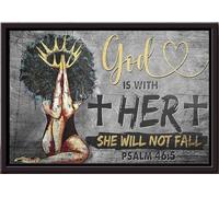 YAASIMOULE Póster enmarcado en lienzo mate Afro Girl God Is With Her She Will Not Failure