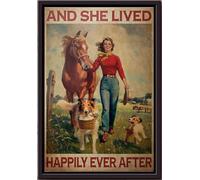 YAASIMOULE Póster enmarcado en lienzo mate Caballo y perro: Vivieron felices para siempre