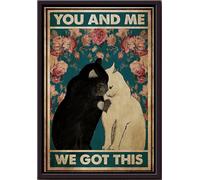 YAASIMOULE Póster enmarcado en lienzo mate Cats You Me We Got This Fowers en blanco y negro