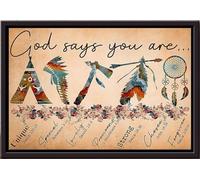 YAASIMOULE Póster enmarcado en lienzo mate con el mensaje Dios dice que eres especial, precioso, fuerte, elegido y perdonado.