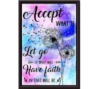 YAASIMOULE Póster enmarcado en lienzo mate con frase Acepta lo que se deja ir, ten fe en que será.