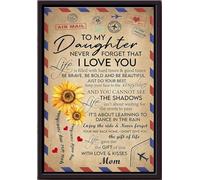 YAASIMOULE Póster enmarcado en lienzo mate con texto Enviar por correo aéreo a mi hija: Nunca olvides que te amo