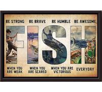 YAASIMOULE Póster enmarcado en lienzo mate con texto Sé fuerte, valiente, humilde y Impresionante junto al lago.