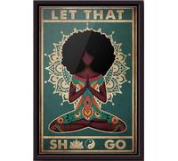 YAASIMOULE Póster enmarcado en lienzo mate de Black Girl Yoga A Let That Shit Go