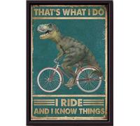 YAASIMOULE Póster enmarcado en lienzo mate de Eso es lo que hago, ando en bicicleta y sé cosas.