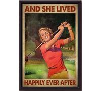YAASIMOULE Póster enmarcado en lienzo mate de Golf Girl And She Lived Happily Ever After