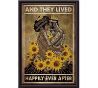 YAASIMOULE Póster enmarcado en lienzo mate de la pareja Black Root y vivieron felices para siempre.