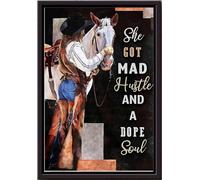 YAASIMOULE Póster enmarcado en lienzo mate de She Got Mad Hustle And A Dope Soul Country Girl