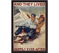 YAASIMOULE Póster enmarcado en lienzo mate de Socios de motos de nieve: Vivieron felices para siempre