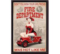 YAASIMOULE Póster enmarcado en lienzo mate del Departamento de Bomberos ¿No te gustaría que tu novia fuera tan atractiva como yo?