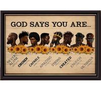 YAASIMOULE Póster enmarcado en lienzo mate Dios dice que eres el rey negro