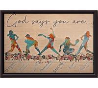 YAASIMOULE Póster enmarcado en lienzo mate Dios dice que eres sóftbol