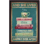 YAASIMOULE Póster enmarcado en lienzo mate Ella vivió feliz para siempre de Sense Sensibility Books