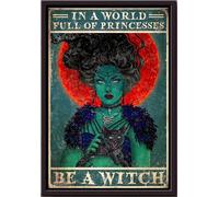 YAASIMOULE Póster enmarcado en lienzo mate En un mundo lleno de princesas, sé bruja, gato, luna de sangre.