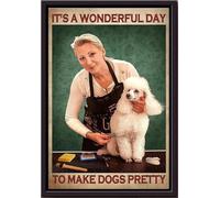 YAASIMOULE Póster enmarcado en lienzo mate Es un día maravilloso para embellecer a los perros