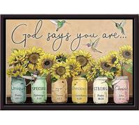 YAASIMOULE Póster enmarcado en lienzo mate Girasol Dios dice que eres