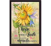 YAASIMOULE Póster enmarcado en lienzo mate Girasol donde hay esperanza, fe y milagros.