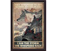 YAASIMOULE Póster enmarcado en lienzo mate Hija de lobos, ella susurró: 'Soy la tormenta'