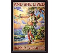 YAASIMOULE Póster enmarcado en lienzo mate Hula y ella vivieron felices para siempre
