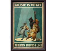 YAASIMOULE Póster enmarcado en lienzo mate La música de los gatos es lo que suena cuando uno se siente