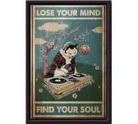 YAASIMOULE Póster enmarcado en lienzo mate Lose My Mind Find Your Soul de DJ Cat Tattoo