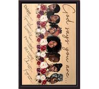 YAASIMOULE Póster enmarcado en lienzo mate: Mujer negra, Dios dice que eres única, especial, encantadora, preciosa, fuerte, elegida y perdonada.