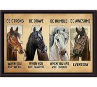 YAASIMOULE Póster enmarcado en lienzo mate Sé fuerte, valiente, humilde e impresionante de Horse Farm
