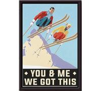 YAASIMOULE Póster enmarcado en lienzo mate Tú y yo, tenemos esta pareja esquiadora