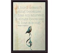 YAASIMOULE Póster enmarcado en lienzo mate Un pájaro no canta porque tiene una respuesta