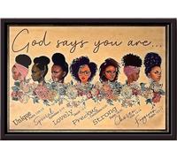 YAASIMOULE Póster especial con el Dios africano que dice que eres único y encantador, enmarcado en lienzo mate.