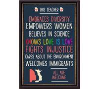 YAASIMOULE Póster Este profesor se preocupa, todos son bienvenidos enmarcado en lienzo mate