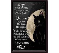 YAASIMOULE Póster Gato negro, soy tu amigo, compañero, eres mi vida, líder del amor, lienzo mate enmarcado.