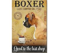 YAASIMOULE Póster Good to the Last Drop de Boxer Coffee Co., arte de pared con animales, regalo para amantes de los perros, decoración de cafetería, lienzo, galería, envuelto, enmarcado, idea