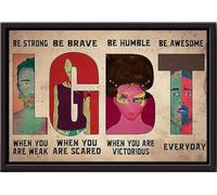 YAASIMOULE Póster LGBT enmarcado en lienzo mate Sé fuerte, valiente, humilde, increíble, cotidiano.