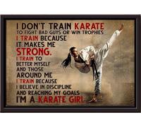 YAASIMOULE Póster No entreno karate para pelear con malos ni ganar trofeos. Soy una chica, lienzo mate enmarcado.