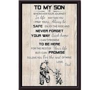 YAASIMOULE Póster Papá motociclista a mi hijo, dondequiera que te lleve tu viaje en la vida, lienzo mate enmarcado