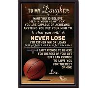 YAASIMOULE Póster Para mi hija, nunca pierdas la maternidad, arte de pared, regalo para niña pequeña, jugadora de baloncesto, decoración de club, impresiones en lienzo mate enmarcadas.